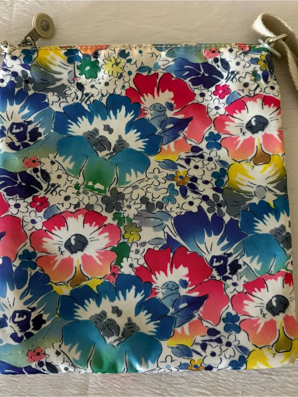 Kipling Floral Nylon Crossbody Bag Adjustable Strap EUC
